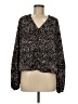 Evereve Animal Print Black Long Sleeve Blouse Size M - photo 1
