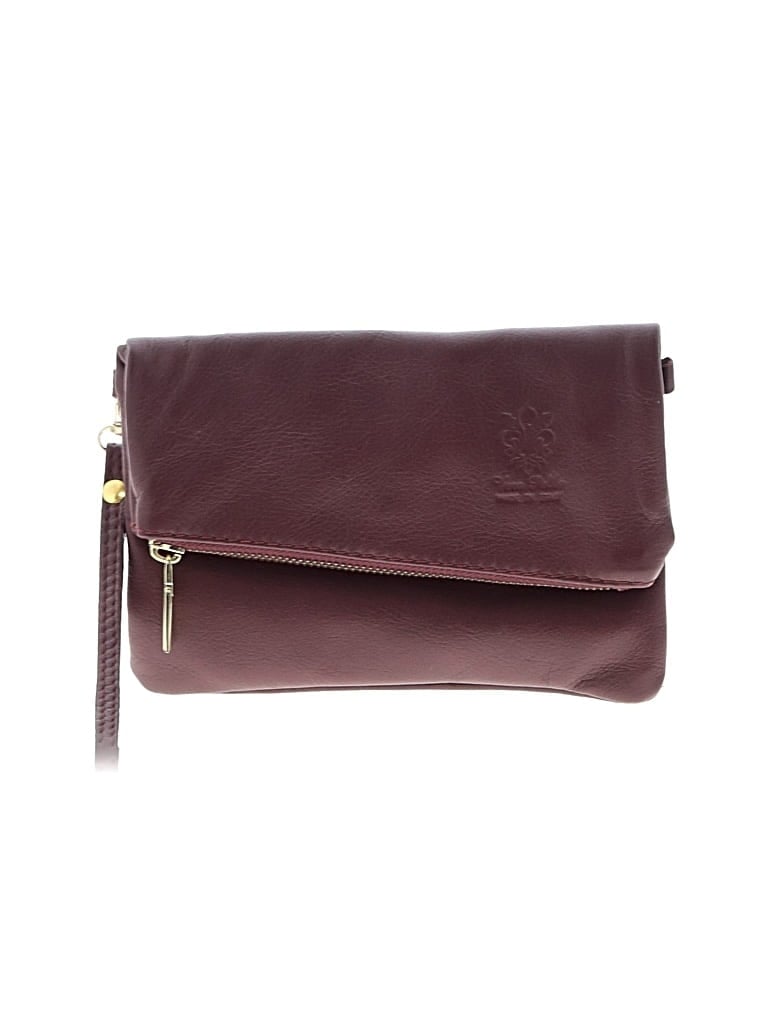 Pre-owned Vera Pelle Leather Wristlet In Burgundy