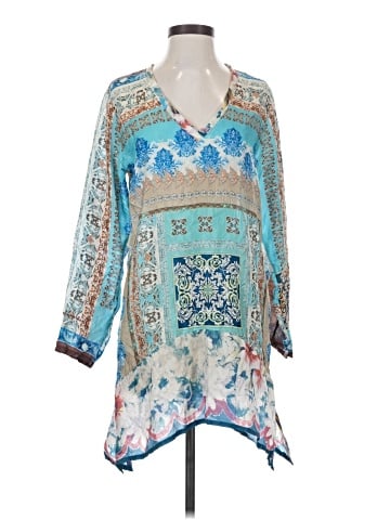 Johnny Was 3/4 Sleeve Silk Top (view 1)