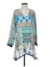 Johnny Was 100% Silk Blue 3/4 Sleeve Silk Top Size XS - photo 1