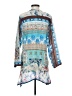 Johnny Was 100% Silk Blue 3/4 Sleeve Silk Top Size XS - photo 2