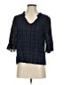 Left Coast by Dolan Color Block Plaid Blue 3/4 Sleeve Blouse Size S - photo 1