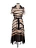 DKNY 100% Polyester Stripes Brown Casual Dress Size 10 - photo 1