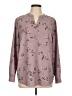 Hilary Radley Floral Purple Long Sleeve Blouse Size L - photo 1