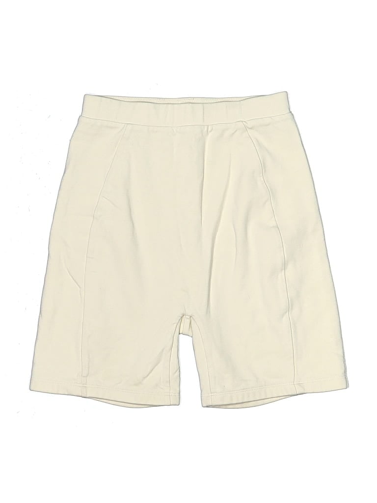 Oh Polly Khaki Shorts: Ivory Solid Pattern Bottoms - Size 4