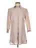 Zara Basic 100% Ramie Tan 3/4 Sleeve Button-Down Shirt Size S - photo 1