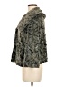 CAbi 100% Polyester Tweed Gray Black Faux Fur Jacket Size M - photo 5