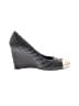 Tory Burch 100% Leather Black Blue Wedges Size 9 1/2 - photo 1