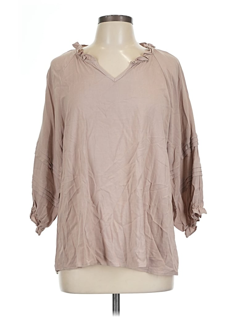 Pre-owned Andree By Unit 3/4 Sleeve Blouse In Brown