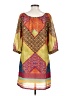 Unbranded 100% Polyester Print Yellow Casual Dress Size S - photo 2