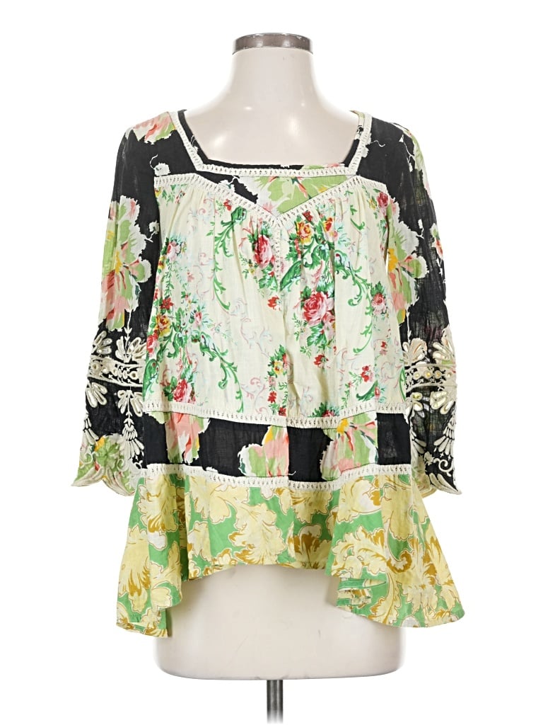 Pre-owned Vanessa Virginia 3/4 Sleeve Blouse In Green