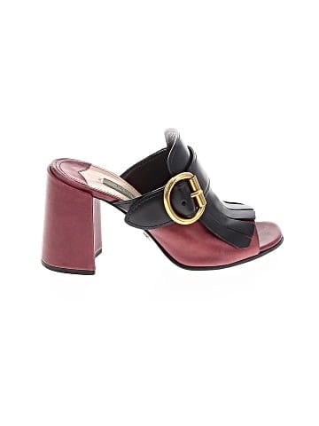 Prada Leather Buckle Accent Mules (view 1)