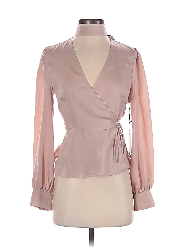 Pre-owned Astr Long Sleeve Blouse In Pink