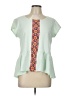 Elegantees Green Short Sleeve Blouse Size L - photo 1