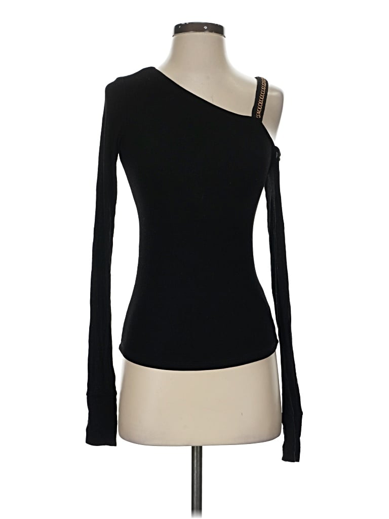 Pre-owned Michael Lauren Long Sleeve Top Black One Shoulder Neckline Tops