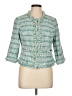 Black Label by Chico's 100% Cotton Tweed Teal Jacket Size Lg (2) - photo 1