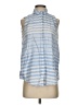 Lafayette 148 New York Stripes Blue Sleeveless Button-Down Shirt Size S - photo 1
