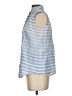 Lafayette 148 New York Stripes Blue Sleeveless Button-Down Shirt Size S - photo 5