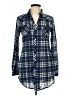 Passport 100% Polyester Blue Long Sleeve Button-Down Shirt Size L - photo 1
