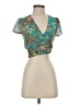Shein Teal Short Sleeve Blouse Size 2 - photo 1
