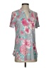 Honeyme Floral Silver Short Sleeve Blouse Size S - photo 1