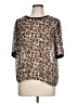A New Day 100% Polyester Animal Print Brown Short Sleeve Blouse Size L - photo 1
