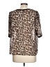 A New Day 100% Polyester Animal Print Brown Short Sleeve Blouse Size L - photo 2