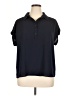 Calvin Klein 100% Polyester Blue Black Short Sleeve Blouse Size XL - photo 1