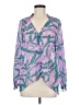 Hudson Gray 100% Polyester Tropical Purple Long Sleeve Blouse Size M - photo 1