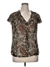 East5th 100% Polyester Animal Print Brown Short Sleeve Blouse Size XL - photo 1