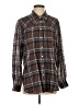 Lovestitch 100% Cotton Plaid Brown Long Sleeve Button-Down Shirt Size S - photo 1