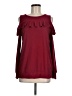 Tickled Teal Burgundy Long Sleeve Blouse Size M - photo 1