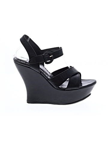 Yves Saint Laurent Rive Gauche Vintage Leather Platform Wedges (view 1)
