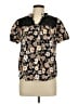 Faith and Joy Floral Black Short Sleeve Blouse Size L - photo 1