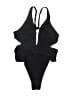 Unbranded Solid Black One Piece Swimsuit Size M - photo 2