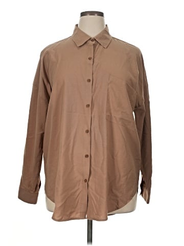 Olivia Grey Long Sleeve Button-Down Shirt (view 1)