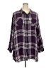 Cato Plaid Purple 3/4 Sleeve Button-Down Shirt Size 28w - photo 1