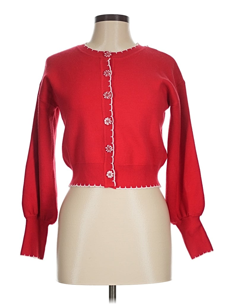 Pre-owned Willow & Wind Cardigan Sweater In Red