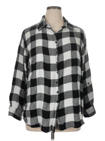 Collections etc. 3/4 Sleeve Button-Down Shirt (view 1)