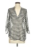 Teenbell 100% Polyester Stripes Silver 3/4 Sleeve Blouse Size M - photo 1
