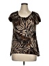 Claudia Richard Animal Print Brown Tan Short Sleeve Blouse Size XL - photo 1