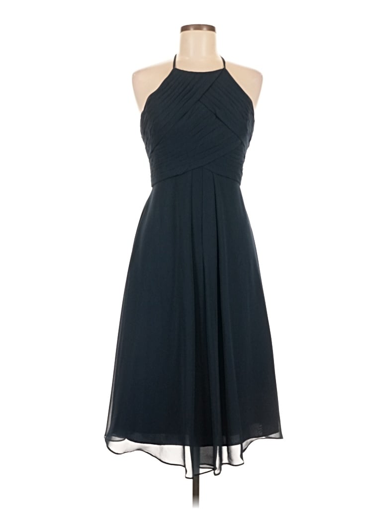 Azazie Cocktail Dress - Bridesmaid: Blue Solid Pattern Dresses - Used - Size 6