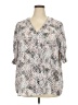 Jones & Co 100% Polyester Animal Print Silver Short Sleeve Blouse Size 2X - photo 1