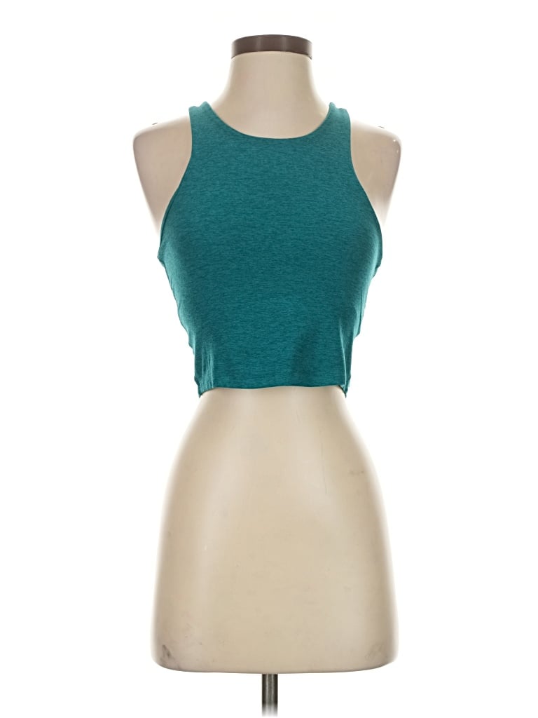 Pre-owned Beyond Yoga Tank Top Teal Halter Neckline Tops In Blue