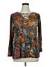 New Directions Brown Long Sleeve Blouse Size 0X - photo 1