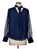Ann Taylor 100% Polyester Blue Long Sleeve Polo Size M - photo 1