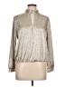 Express 100% Polyester Metallic Silver Long Sleeve Blouse Size L - photo 1