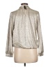 Express 100% Polyester Metallic Silver Long Sleeve Blouse Size L - photo 2