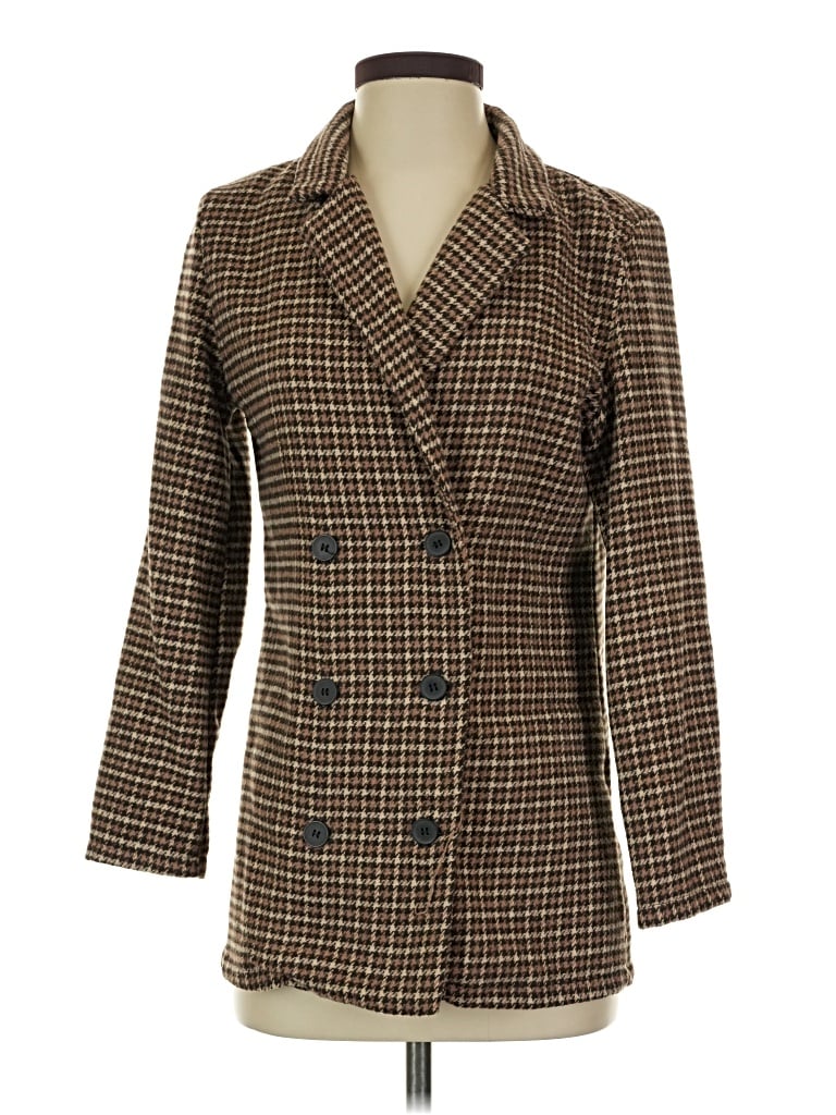 Pre-owned Shein Blazer Jacket In Brown