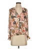 Drew 100% Polyester Floral Tan Long Sleeve Blouse Size XS - photo 1